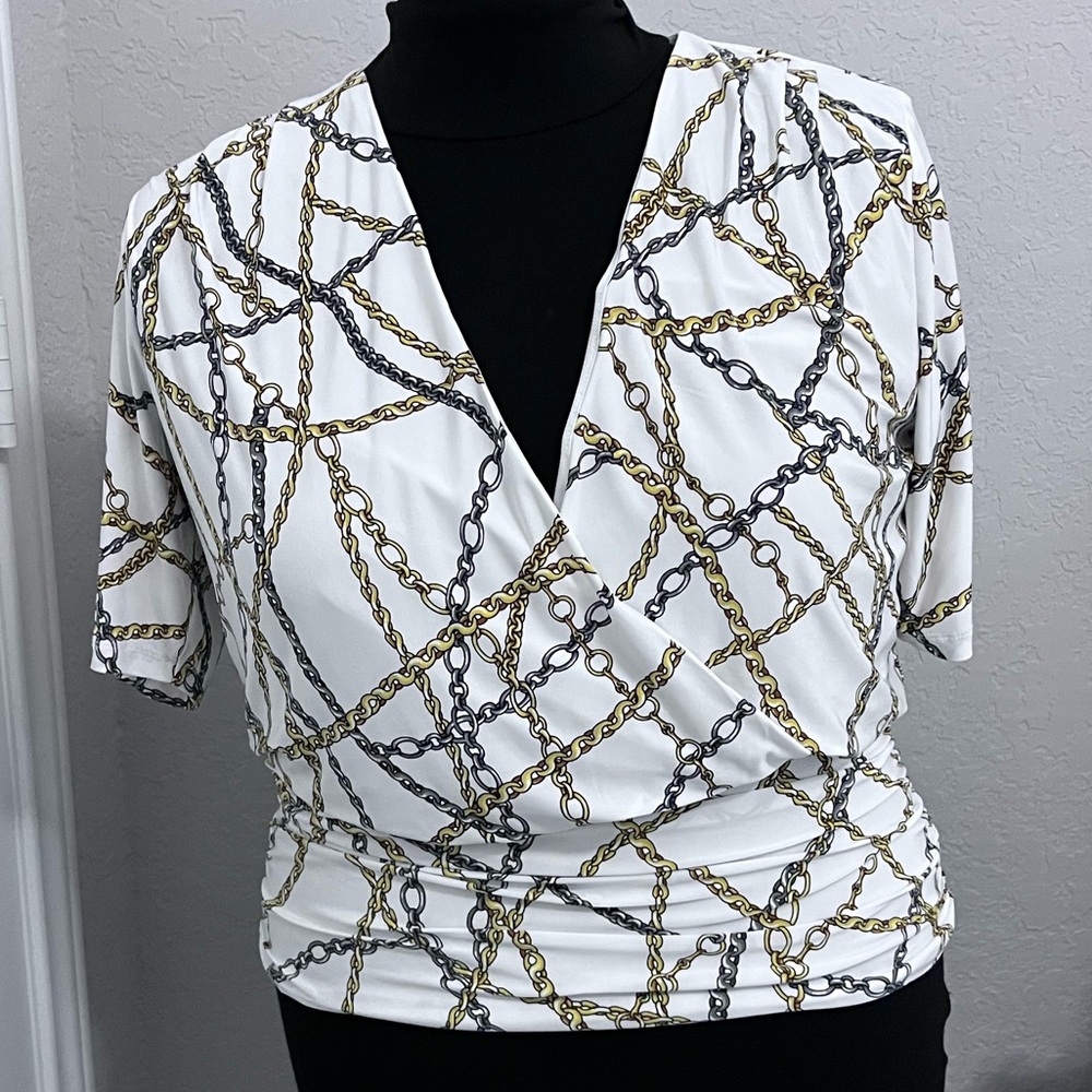 NWT - I.N.C. Chain Print Wrap Top
